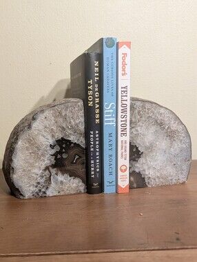 Agate Geode Segment Pair of Bookends Over 6lbs